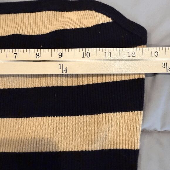 House of Harlow 1960 Rib Knit Striped Dress Strapless Black Tan Rust Size Small - Picture 5 of 7